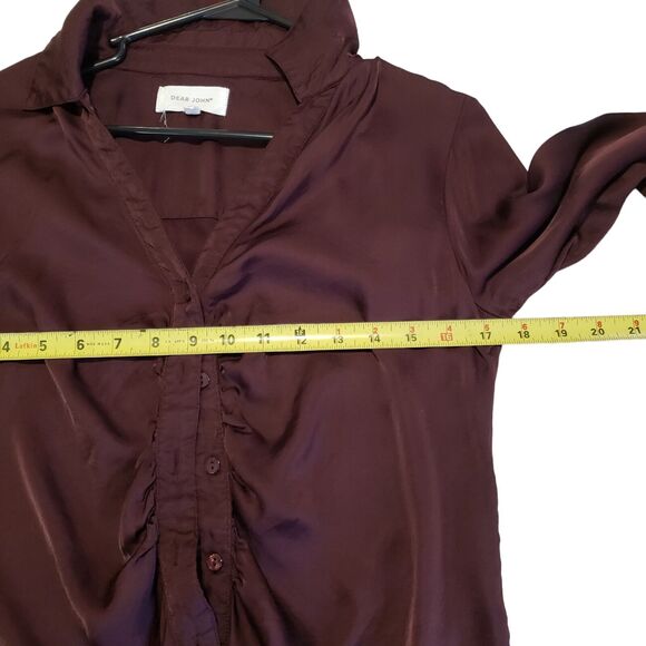 DEAR JHON SAYLOR GATHERED FRONT SHIRT CHERRY MARMALADE WOMENS LONG SELEEVE SZ M - Picture 9 of 9